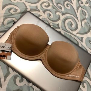 New Bebe strapless push up clear back bra 36d